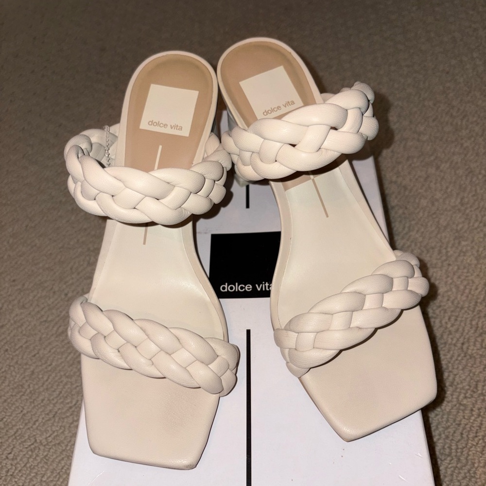 Dolce Vita Cream Braided Sandals Flat Sole